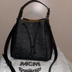 MCM Luisa Small Visetos Leather Black Drawstring Bag - NWOT